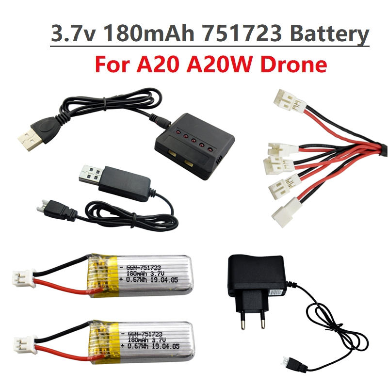 Drone Power Bank - オリジナル 3.7V 180mAh リポバッテリーと充電器 A20 A20W