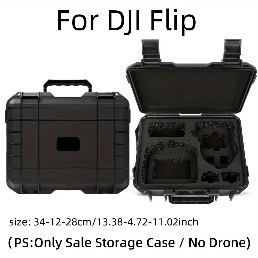 Drone Carrying Case - DJI Flip用ハードシェル収納ケース、RC N3/RC 2対応、ブラック、ドローンアクセサリー用複数コンパートメント付き